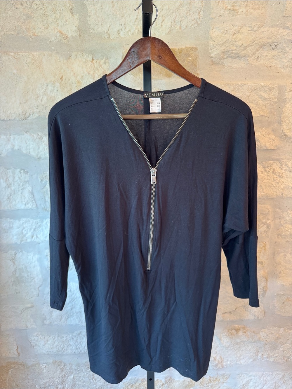 VENUS Black Scoop Neck Top